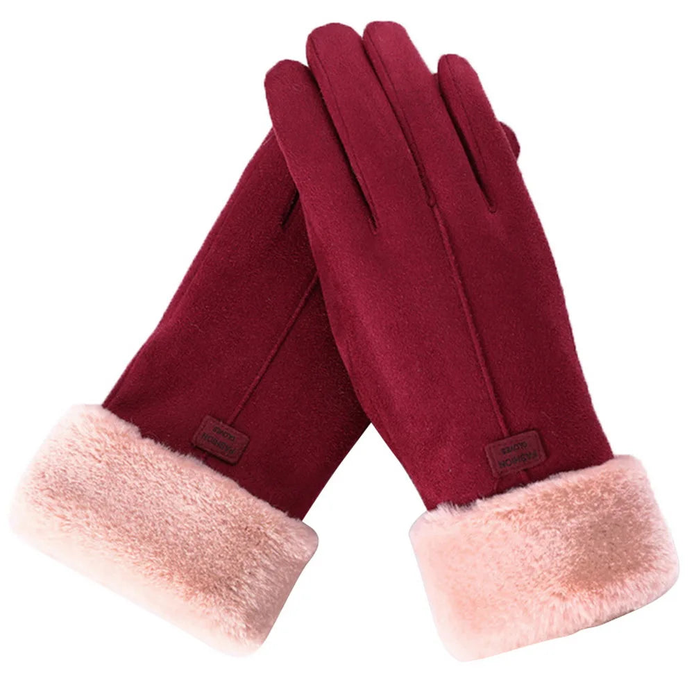 Kuschelige Damen Handschuhe Herbst Winter Damenhandschuhe Fäustlinge Touchscreen