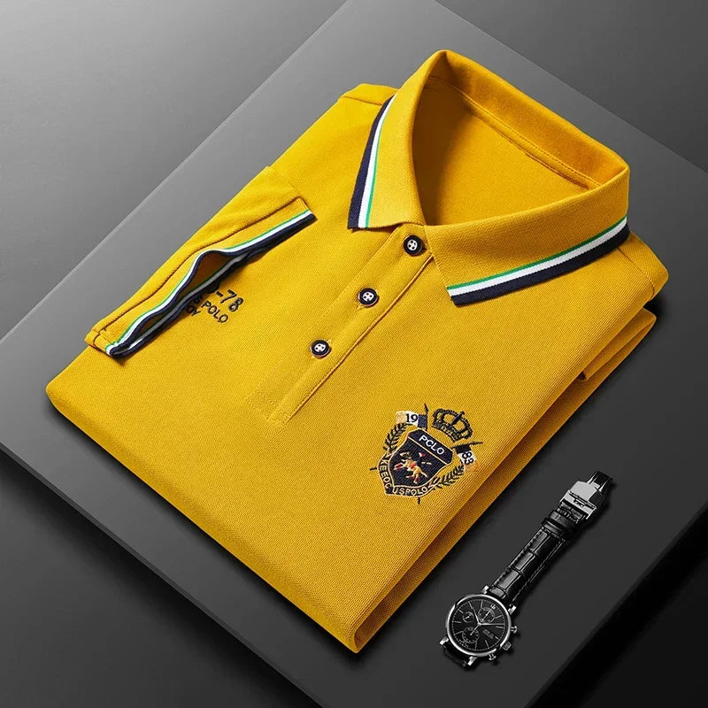 Sommer männer Casual Stickerei Kurzarm Polo-Shirt Neue Mode Einfarbig Top