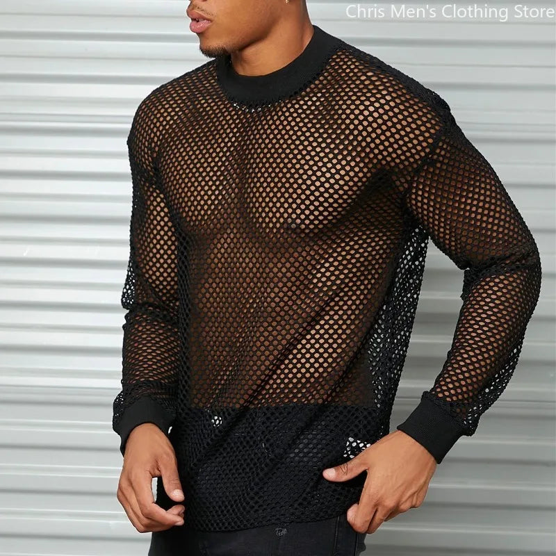 Fetisch Fashion Männer Oberteil Sexy Shirt Herren Body Hemd Transparent Clubwear