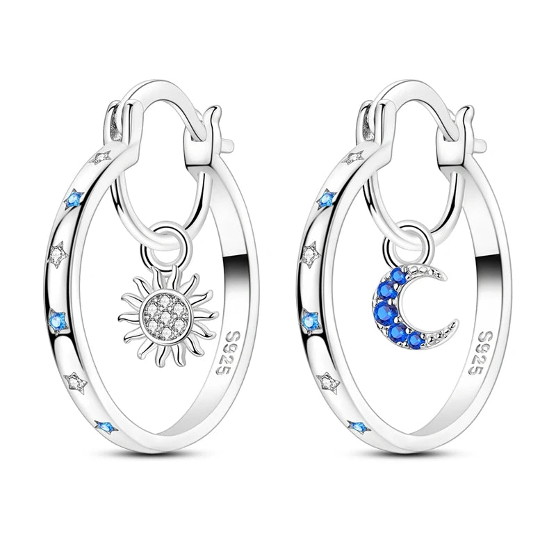 Funkelnde 925er Silber Creolen m. Zirkonia | Luxus-Qualität | Trend Ohrringe