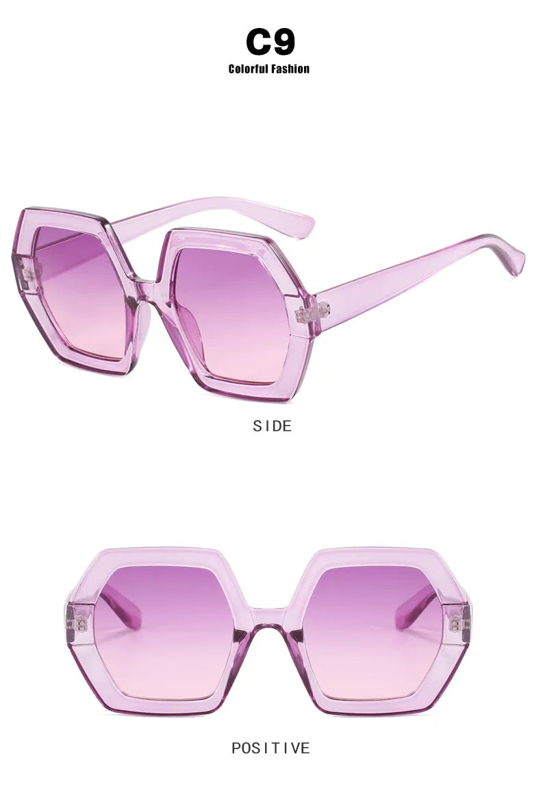 Damen Sonnenbrille Designer Luxus Brille Runde Übergröße Gläser Vintage UV400