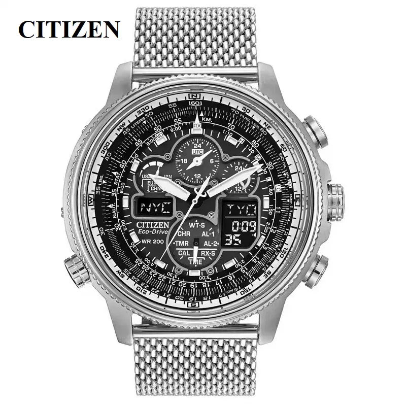 Herren Armbanduhr Silber Schwarz Edelstahl Quarzuhr Luxus Chronograph Business