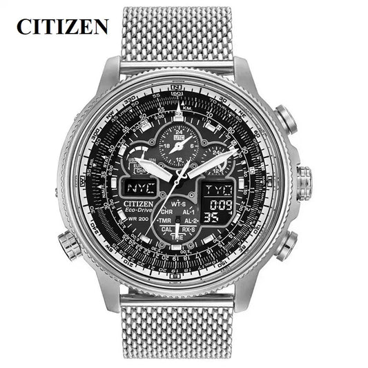 Herren Armbanduhr Silber Schwarz Edelstahl Quarzuhr Luxus Chronograph Business