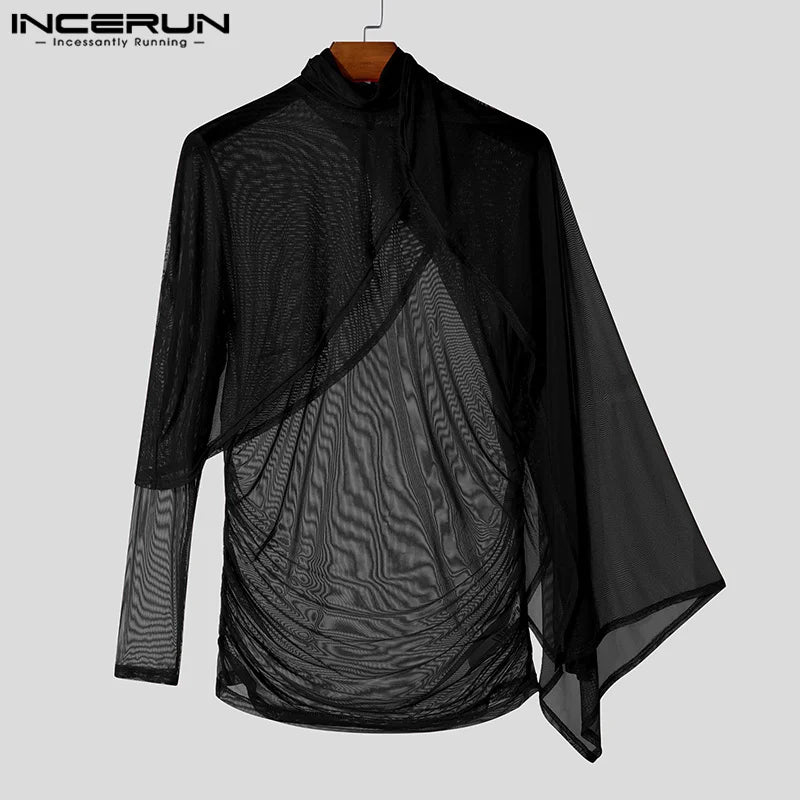Fetisch Fashion Männer Oberteil Sexy Shirt Herren Body Hemd Transparent Clubwear