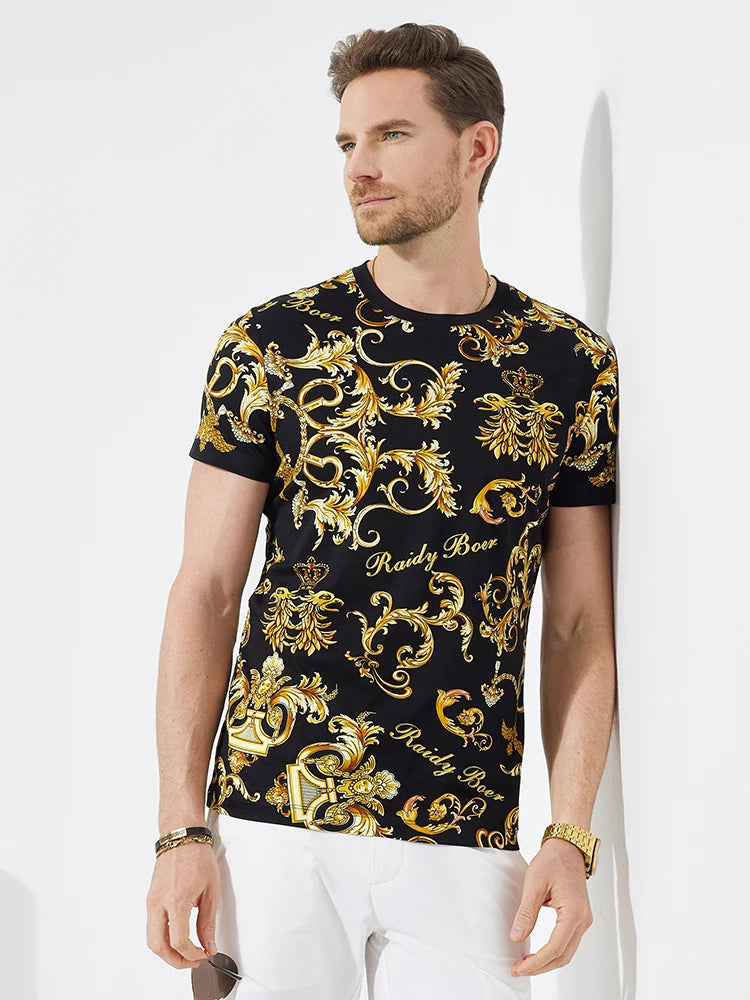 Herren Fashion Barock Stil 3D T-Shirt Rundhals Unisex Sommer Streetwear Hemd