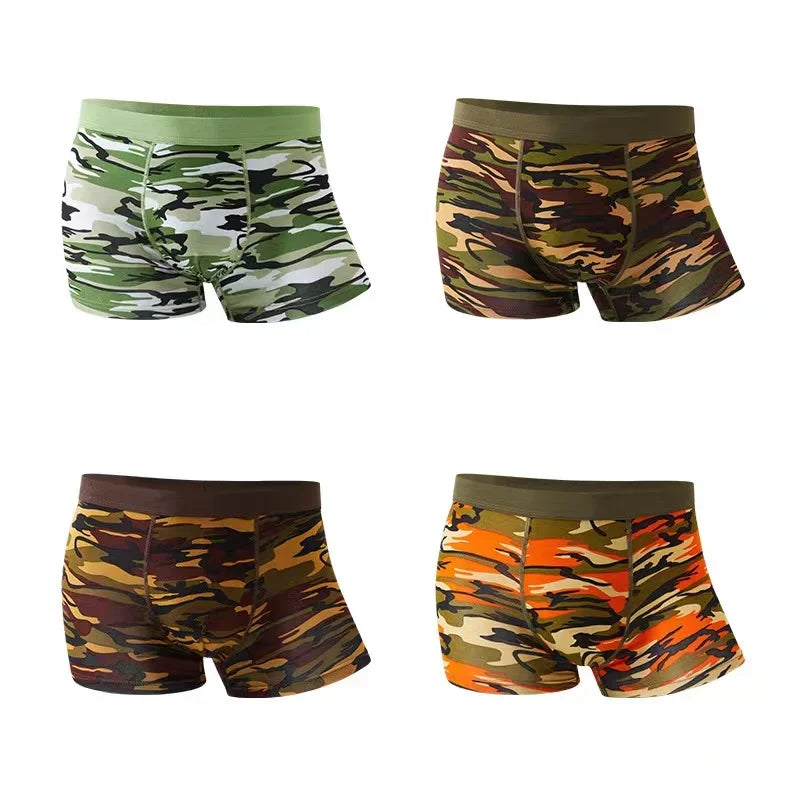 Herren Boxershorts 4er Pack Camouflage Bambusfaser Weich Atmungsaktiv Sexy