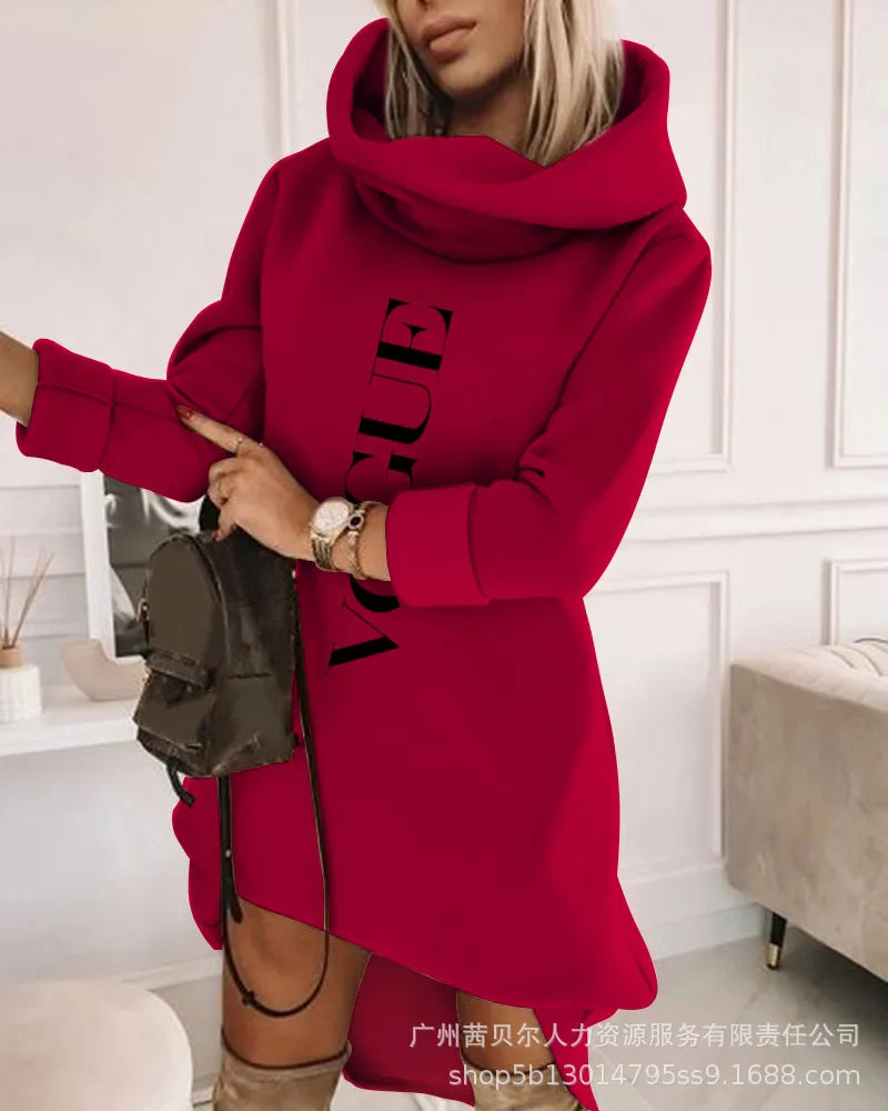 Damen Kapuzenpullover Minikleid Hoodie Sweatshirt Longtops Tunika Jumper Kleid