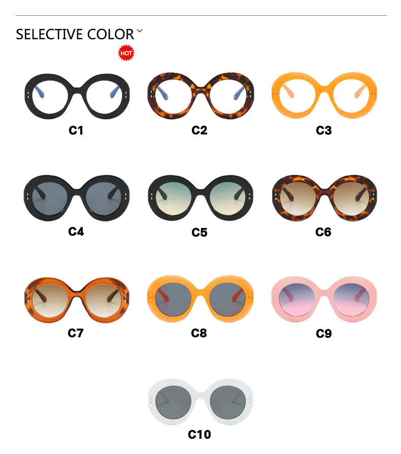 Damen Sonnenbrille Designer Luxus Brille Runde Übergröße Gläser Vintage UV400