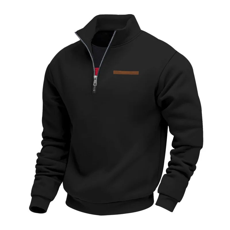 Herren Pullover Fleece Sweatshirt Troyer Pulli Sweater Stehkragen Langarmpulli