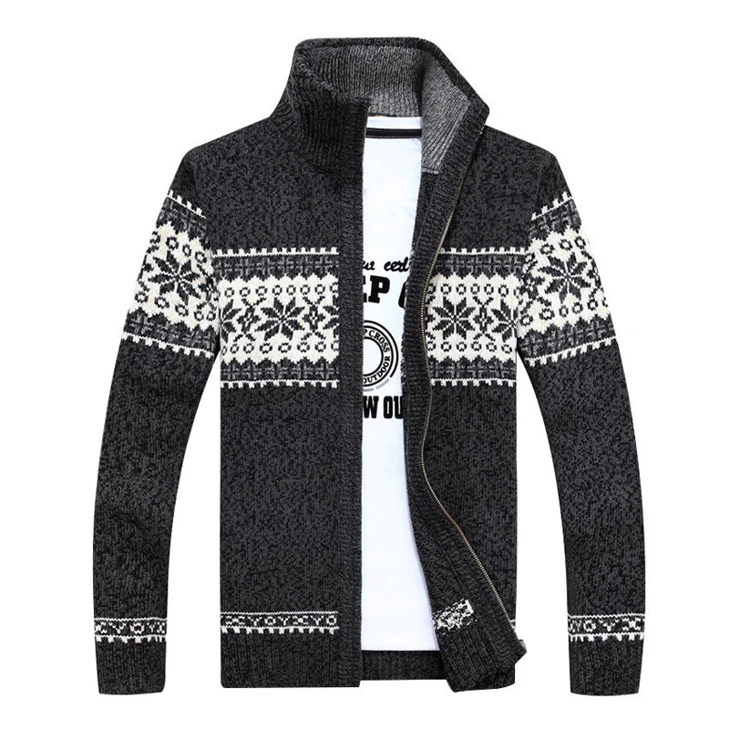 Herren Herbst Jacke Übergangsjacke Warme Sweatjacke Zipper Sweater Strickjacke