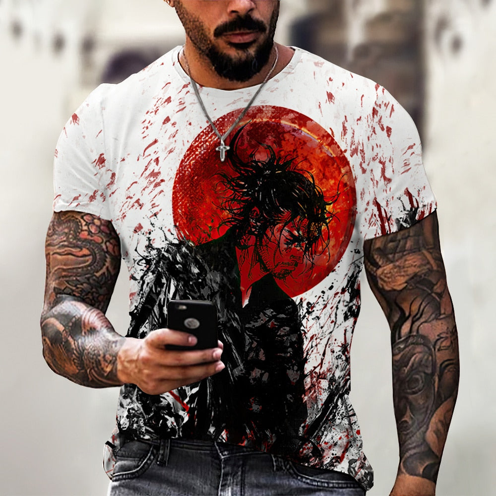 Herren Japan Samurai 3D T-Shirt Rundhals Unisex Sommer Streetwear
