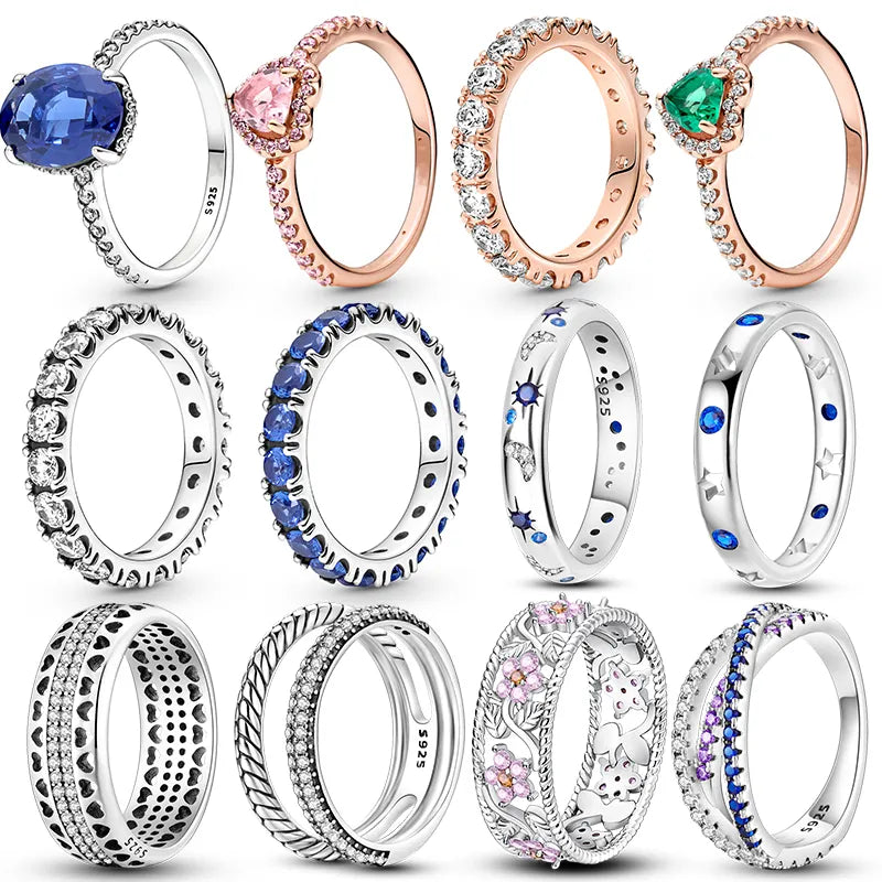 Massiv Sterling Silber 925 Ring filigran Fashion Damenring mit AAA Zirkonia