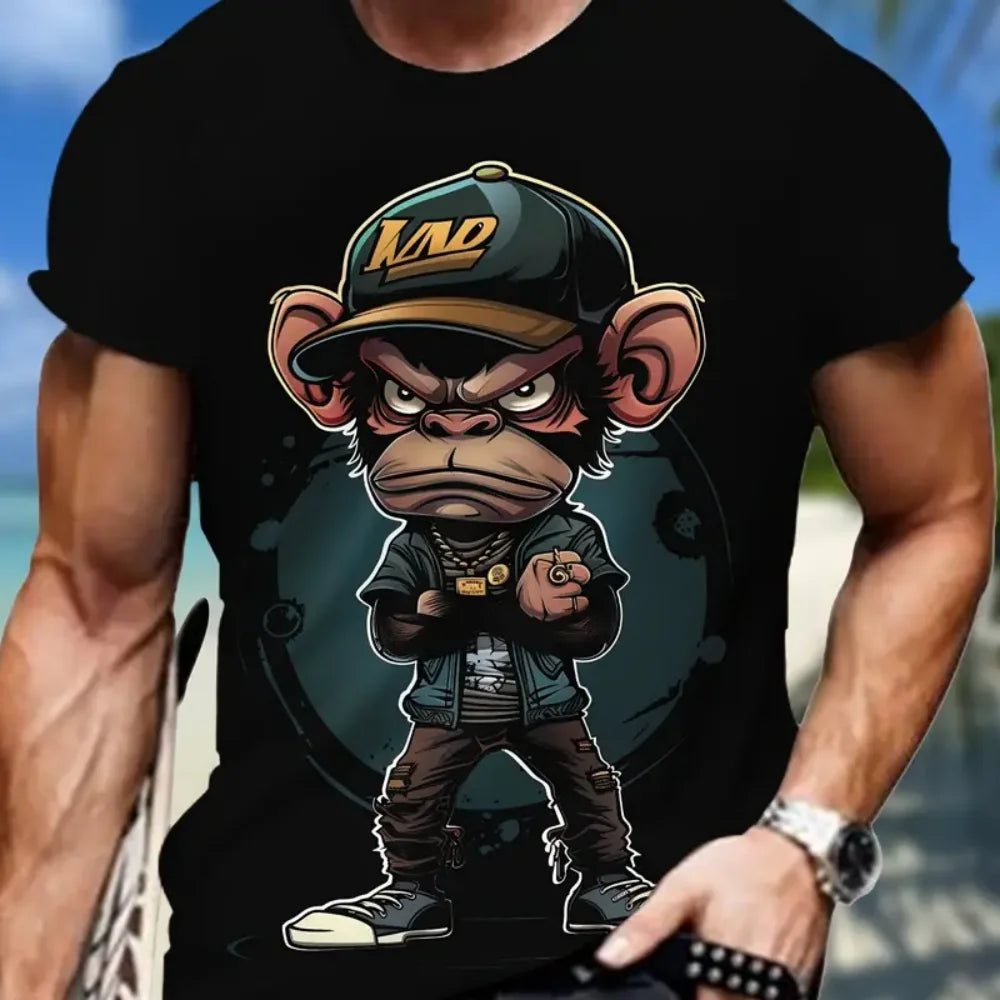 Neue Trend Affe Muster männer Kleidung Sommer Mode Atmungsaktive männer Top Vielseitig männer T-Shirt Casual Männer Kurzarm t