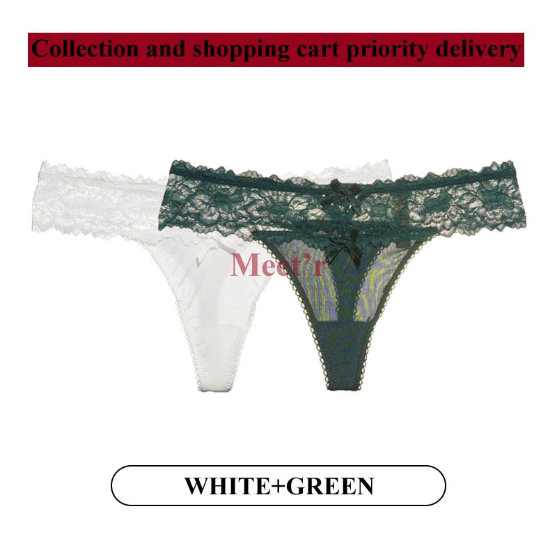 2Stk Frauen Spitze Tanga String Höschen Sexy Schlüpfer Slip Dessous Unterwäsche