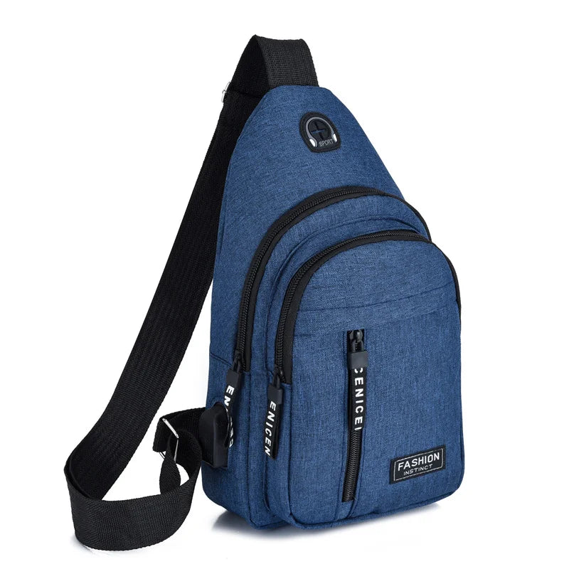 Zaino Monospalla Borsa Da Petto Marsupio Per Uomo Borsello Moto con Porta USB