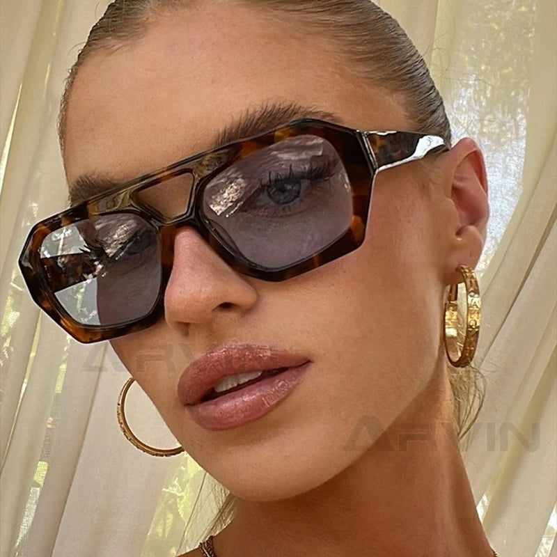 Damen Sonnenbrille Designer Luxus Brille Quadratische Übergröße Gläser Vintage