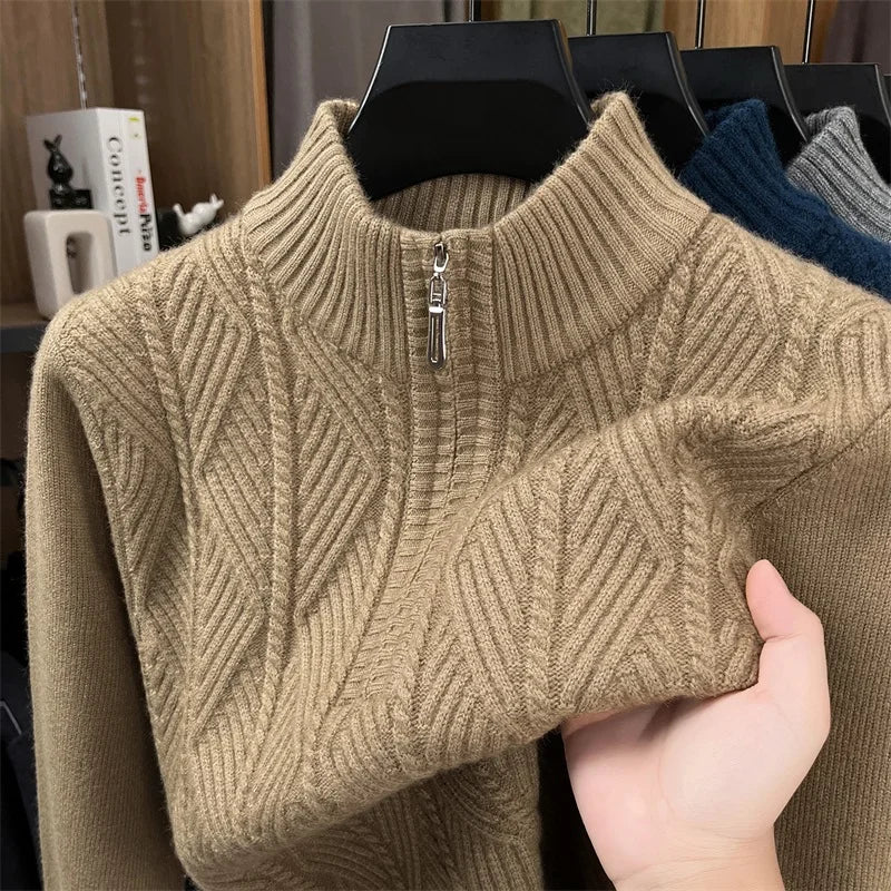 Herren Pullover Sweatshirt Troyer Pulli Sweater Stehkragen Zipper Langarmpulli