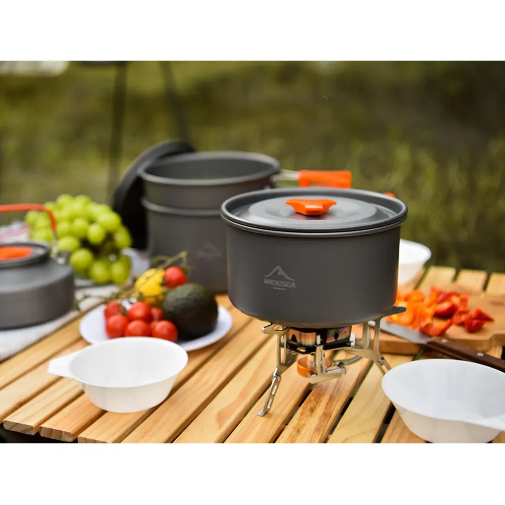 Camping Kochgeschirr Set Kochtopf Outdoor Töpfe Pfanne BBQ Picknick Ausrüstung