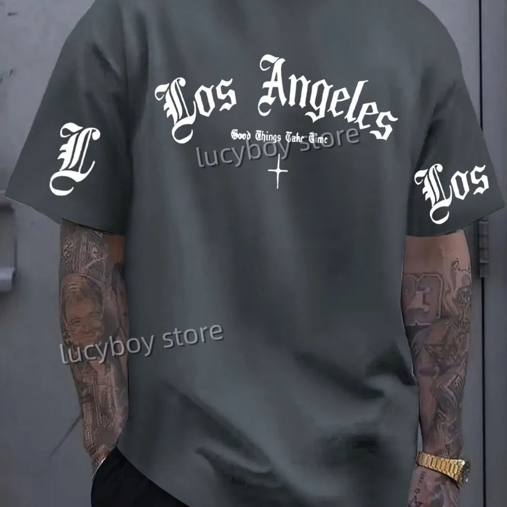 Herren T-Shirt Los Angeles Shirt Rundhals Streetwear Tank Top Hemd Polohemd
