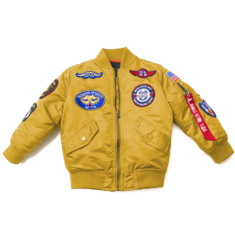 Jungen Mädchen Kinder US Army Ma-1 Bomber Jacke Fliegerjacke Pilotenjacke