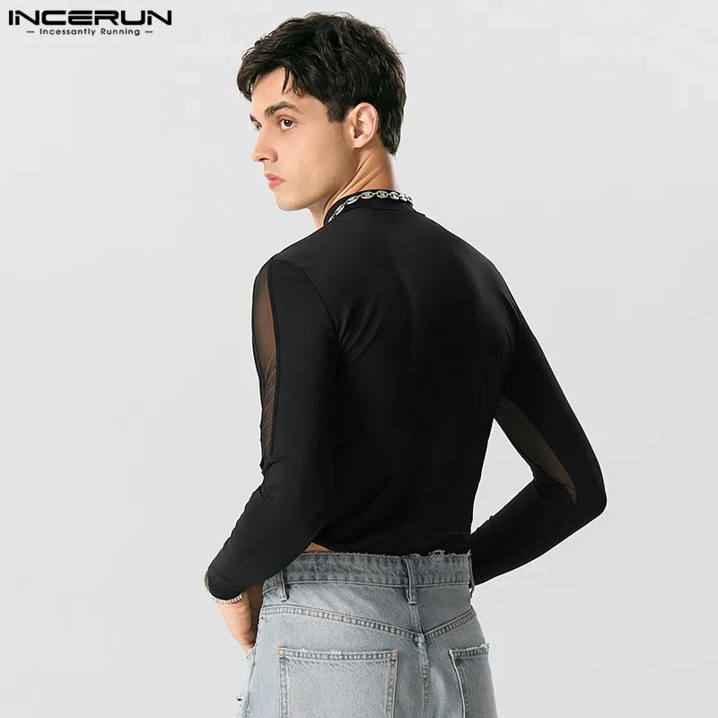 Fetisch Fashion Männer Sexy Bodysuits Herren Body Shirts Hemd Transparent Club