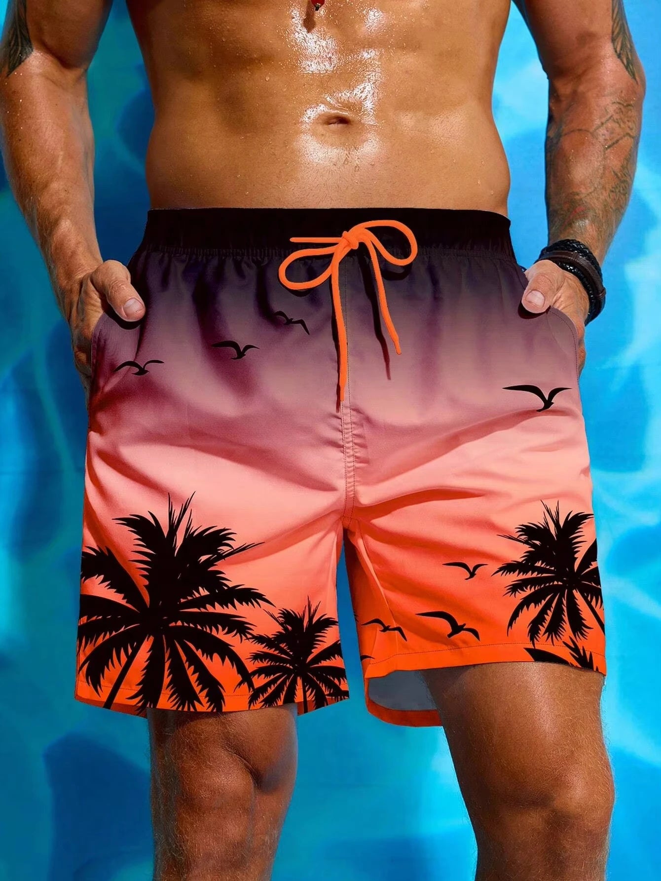 Hawaii-Badehose Herren Badeshort Kurzehose Shorts Schwimmhose 100% Polyester