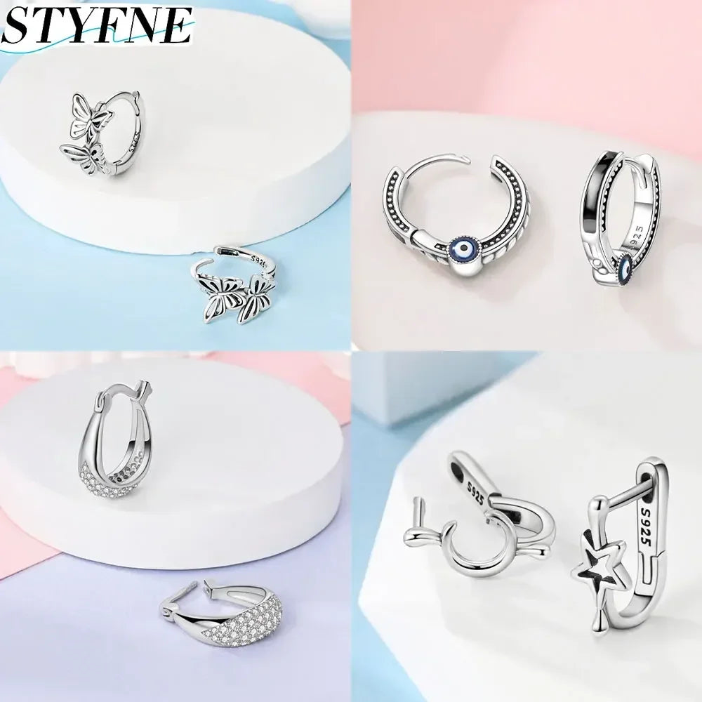 Creolen 925 Silber Ohrringe Zirkonia | Hypoallergen | Luxus Ohrstecker Geschenk
