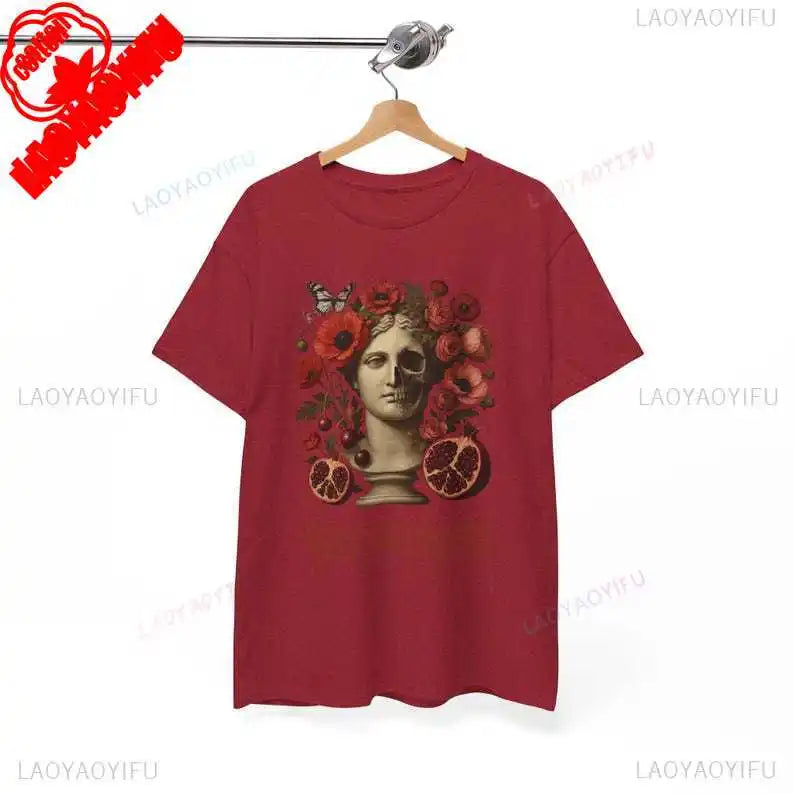 Damen Sommer Top Gothic T-Shirt Rundhals Streetwear lockeres Damentop Bluse
