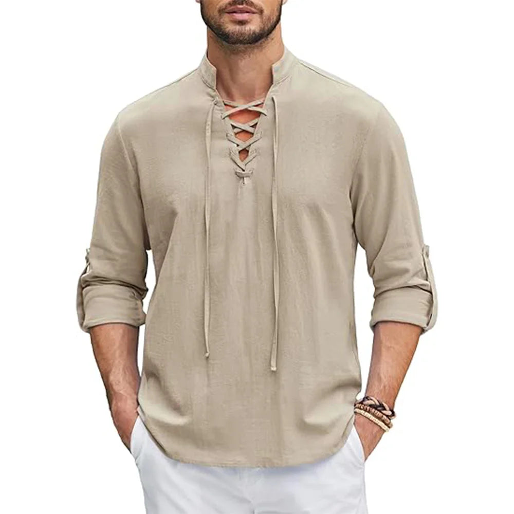 Herren Hemd Poloshirt Leinenhemd Kurzarm T-Shirt Leinen Polohemd Freizeithemd