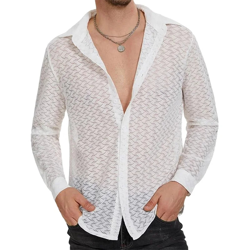 Maglietta Uomo Shirt T-Shirt Canottiera Camicia Maglia Sexy Body Trasparente Top