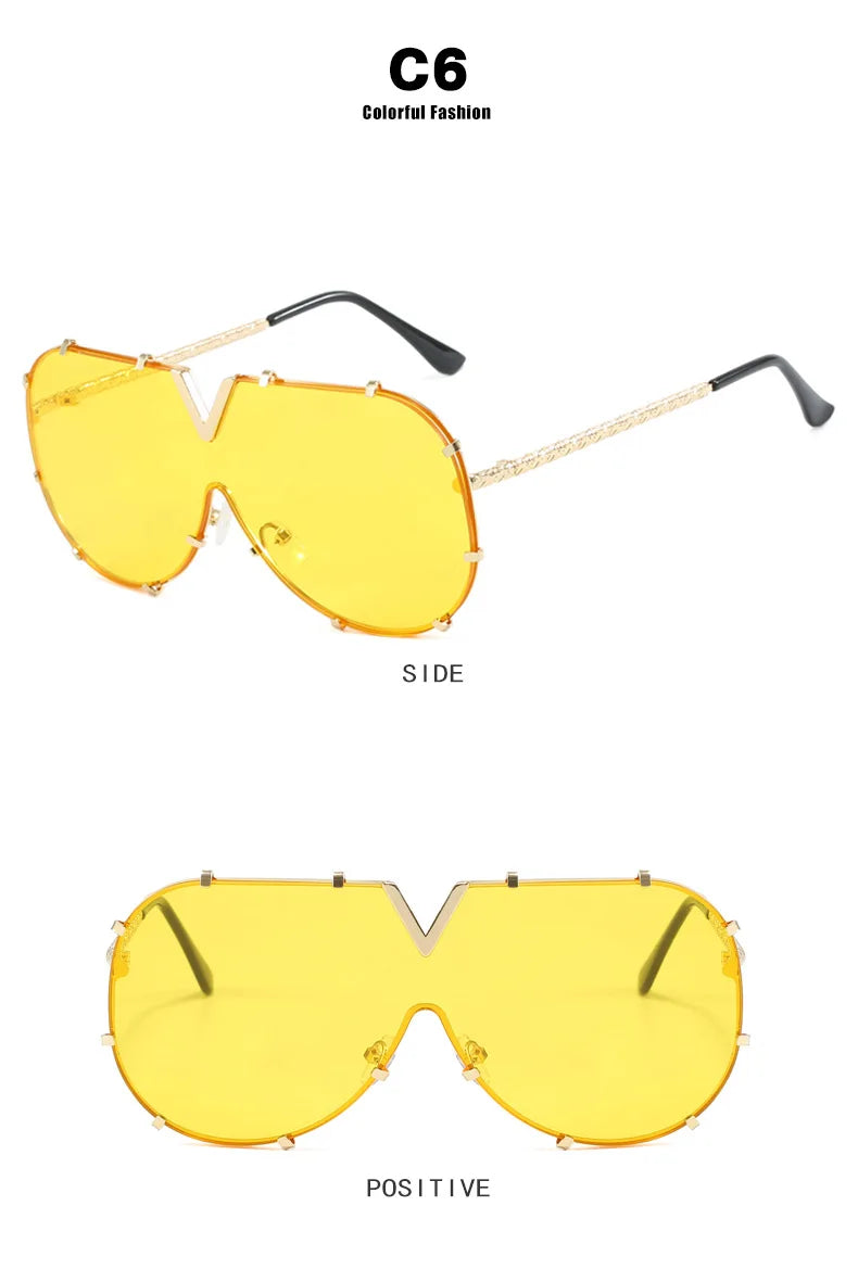 Damen Sonnenbrille Designer Luxus Brille Quadratische Übergröße Gläser Vintage