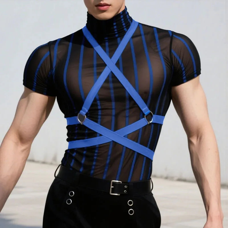 Maglietta Uomo Shirt T-Shirt Canottiera Camicia Maglia Sexy Body Trasparente Top