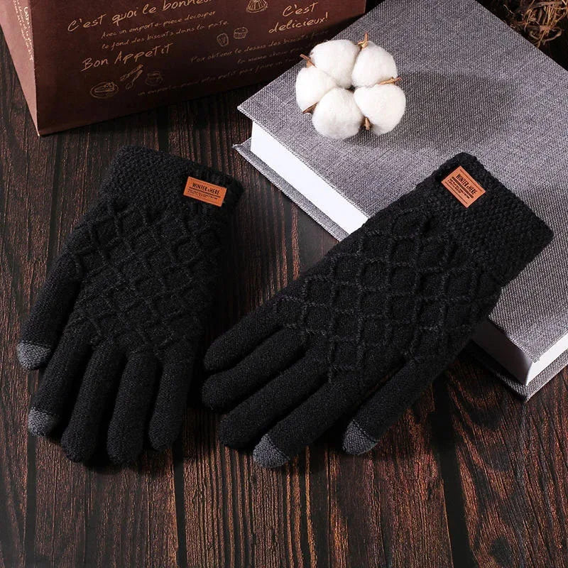 Damen Handschuhe Herbst Winter Gestrickte Damenhandschuhe Fäustlinge Touchscreen