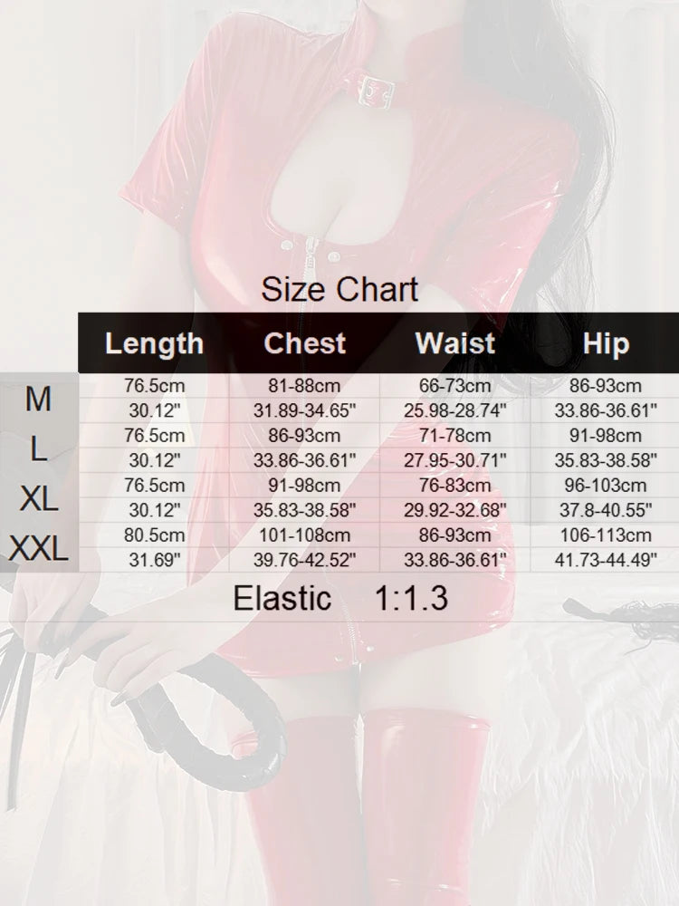 Damen Sexy Latex Dessous Bodysuit Babydoll Reizwäsche Body Fetish Unterwäsche