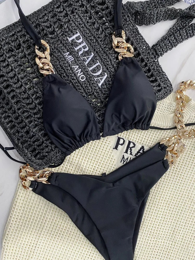 Frauen High Cut Bikini Set Sexy Push Up Badeanzug Damen Tanga Bademode Swimwear