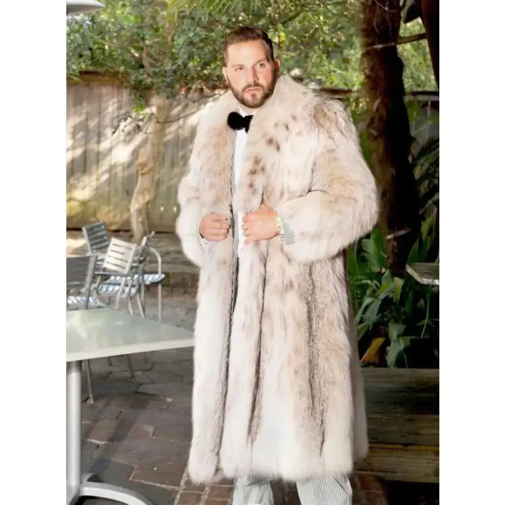 Herren Wintermantel Pelzmantel Kunstpelzmantel Herrenmantel Kunstpelz Mantel