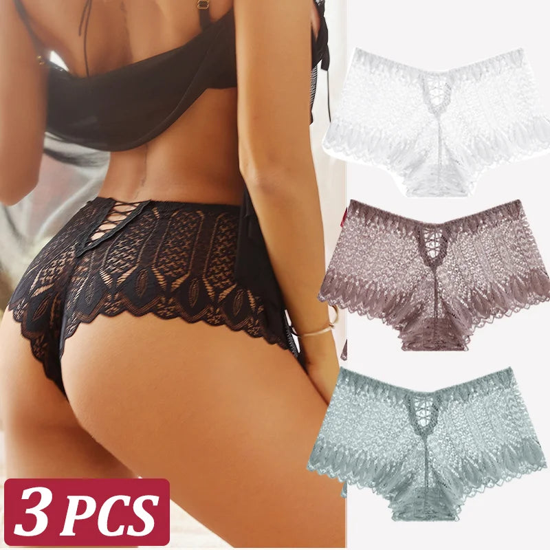 3 Stk Frauen Spitze Tanga String Höschen Sexy Schlüpfer Slip Dessous Unterwäsche