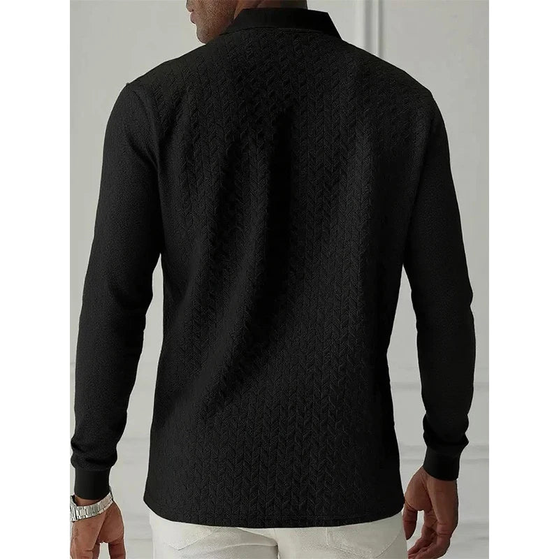 Herren Polo Pullover Sweatshirt Leichter Pulli Sweater Poloshirt Langarmshirt