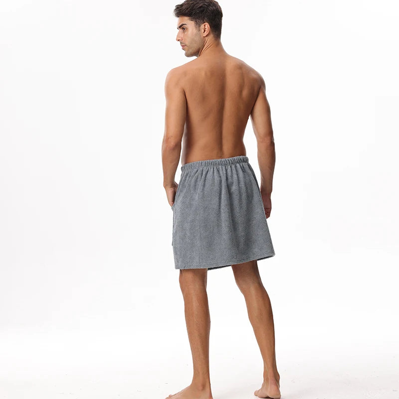 Saunatuch Herren Handtuch Saunakilt Sarong Kilt Wellness Sauna Tuch mit Tasche