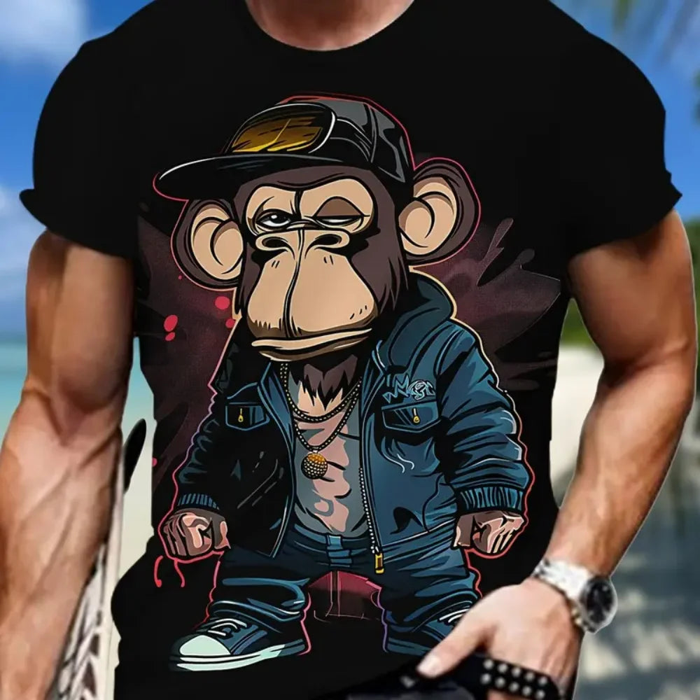 Neue Trend Affe Muster männer Kleidung Sommer Mode Atmungsaktive männer Top Vielseitig männer T-Shirt Casual Männer Kurzarm t