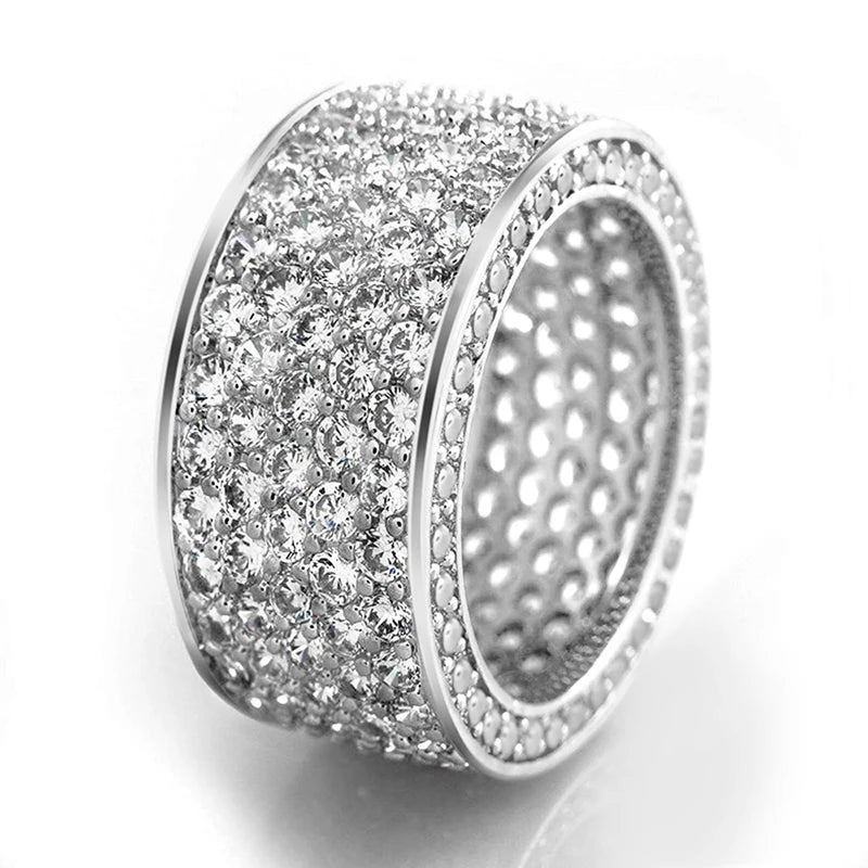 Fashion Edelstahl Damen Ring Gold Zirkonia funkelnden Steinen Biker Spinning