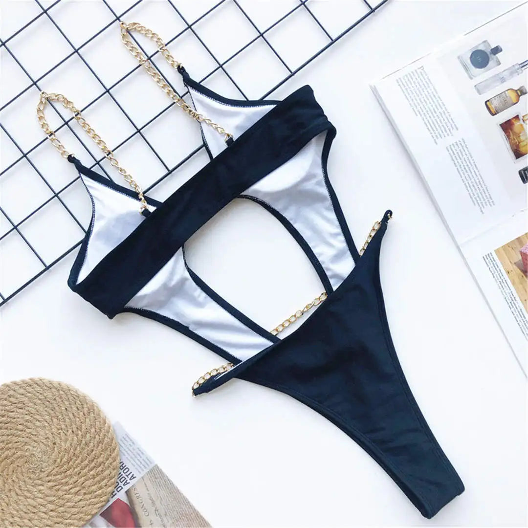 Frauen Bademode High Cut Bikini Set Sexy Push Up Badeanzug Damen Tanga Swimwear