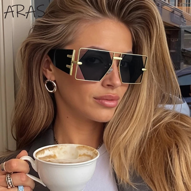 Designer Luxus Brille Sonnenbrille Damen Quadratische Übergröße Gläser Vintage