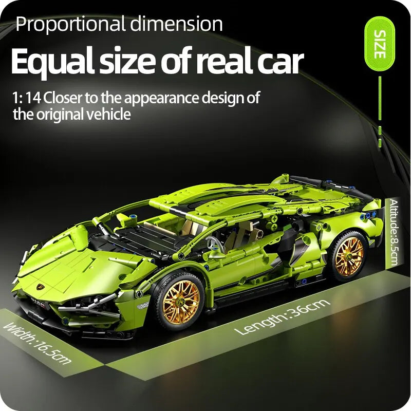 Technik Sportwagen Modell Puzzle 1280 Teile Spielzeug Auto Bausatz Kinder