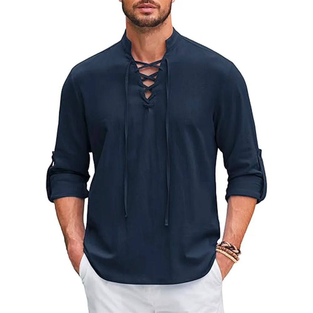 Herren Hemd Poloshirt Leinenhemd Kurzarm T-Shirt Leinen Polohemd Freizeithemd