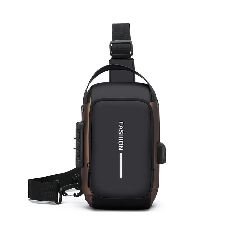 Zaino Monospalla Borsa Da Petto Marsupio Per Uomo Borsello Moto con Porta USB