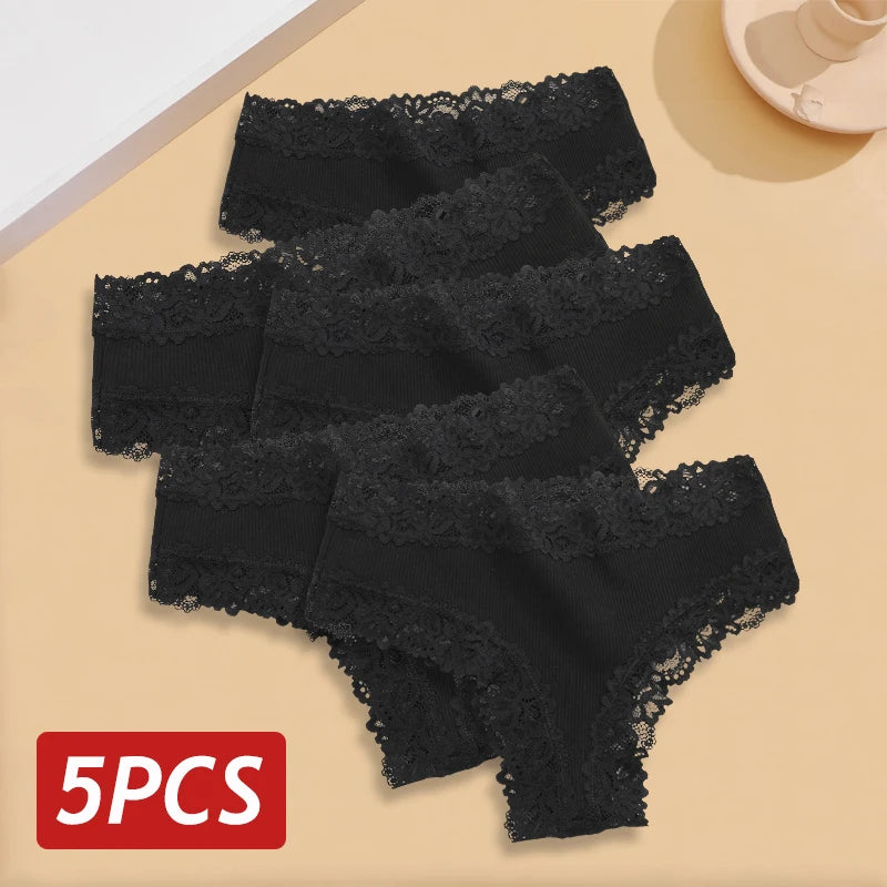 5Stk Frauen Spitze Tanga String Höschen Sexy Schlüpfer Slip Dessous Unterwäsche
