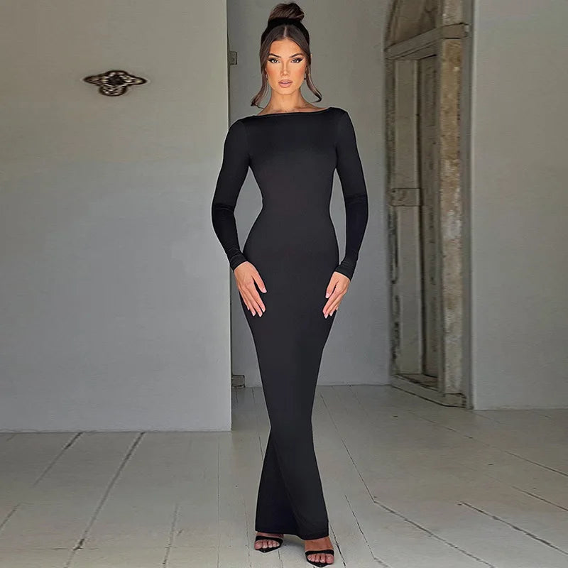 Frauen Kleid rückenfreies Partykleid Langes Trägerkleid Abendkleid Cocktailkleid