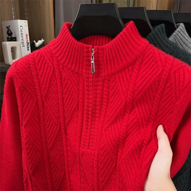 Herren Pullover Sweatshirt Troyer Pulli Sweater Stehkragen Zipper Langarmpulli