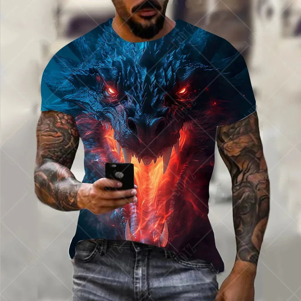 Männer Drachen T-shirt Mode 3d Gedruckt T Shirt Tier Muster Kurzen ärmeln Übergroßen Streetwear T-shirts Sommer Casual männer tops